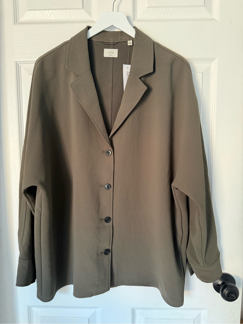 Wilfred Olive Green Button-Front Blouse
